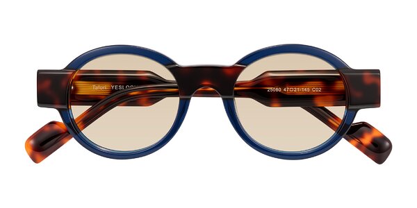 Front of Talori in Transparent Blue/Tortoise