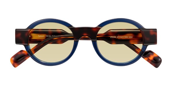 Front of Talori in Transparent Blue/Tortoise