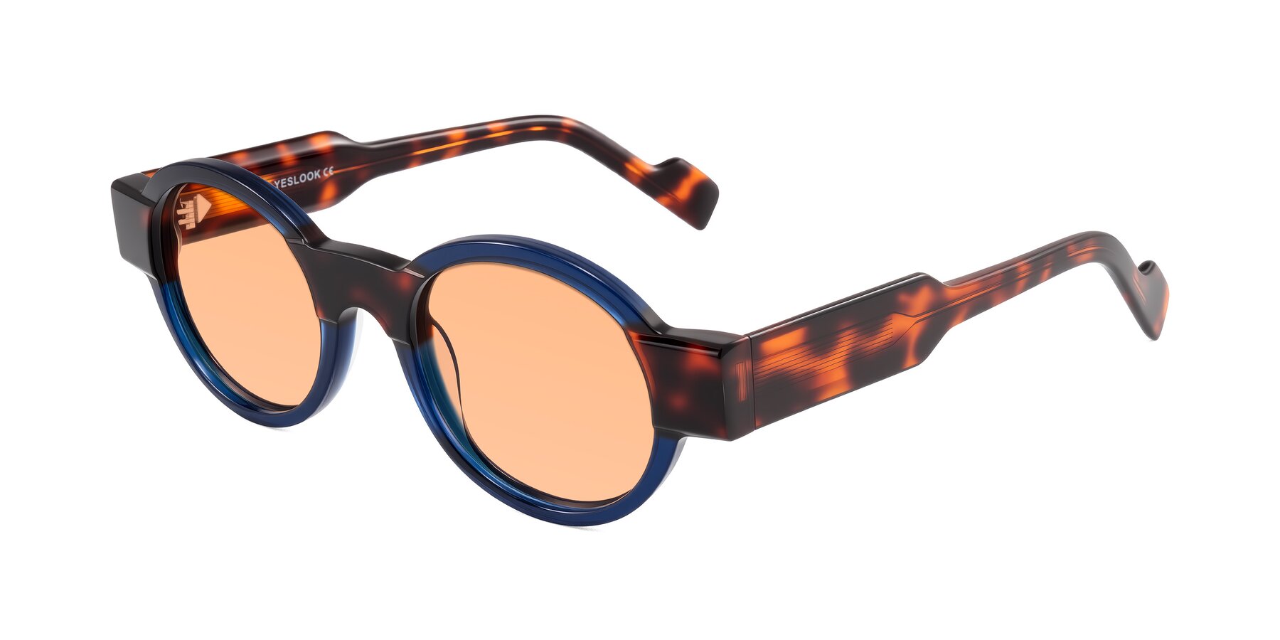 Angle of Talori in Transparent Blue/Tortoise with Light Orange Tinted Lenses