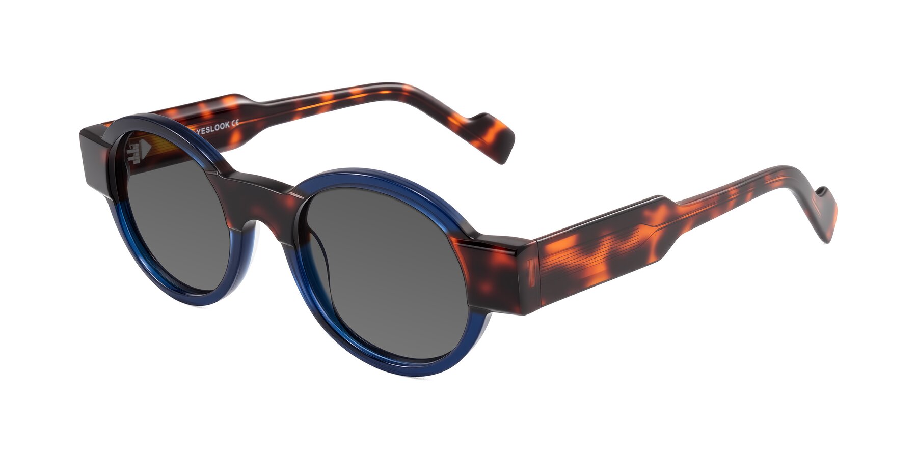 Angle of Talori in Transparent Blue/Tortoise with Medium Gray Tinted Lenses