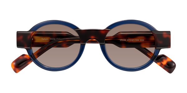 Front of Talori in Transparent Blue/Tortoise