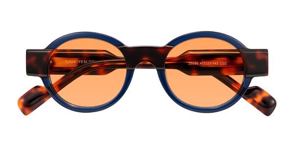Front of Talori in Transparent Blue/Tortoise