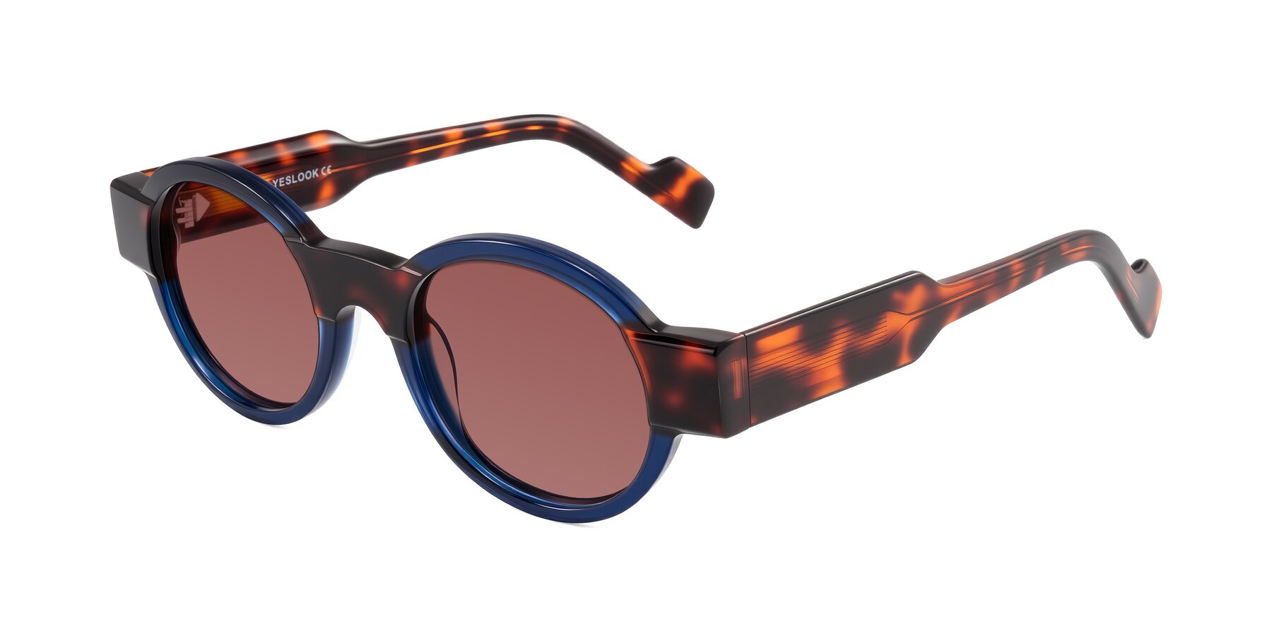 Angle of Talori in Transparent Blue/Tortoise with Garnet Tinted Lenses