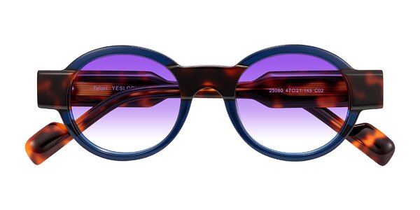 Front of Talori in Transparent Blue/Tortoise