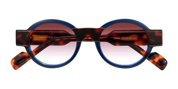 Front of Talori in Transparent Blue/Tortoise
