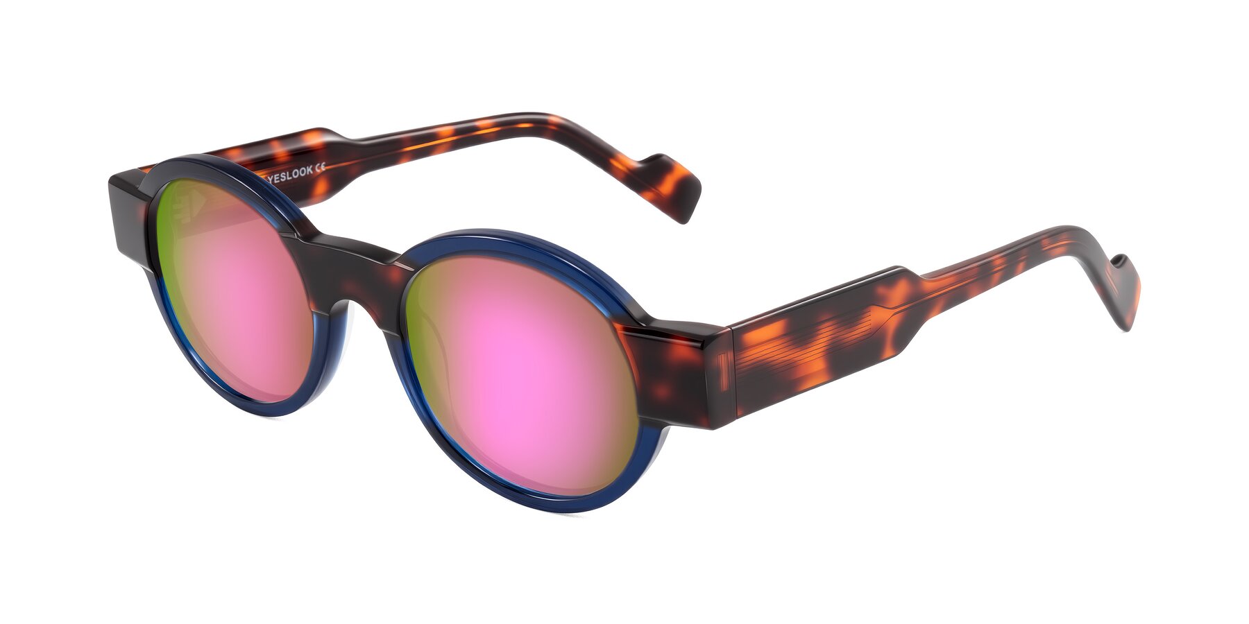 Angle of Talori in Transparent Blue/Tortoise with Pink Mirrored Lenses