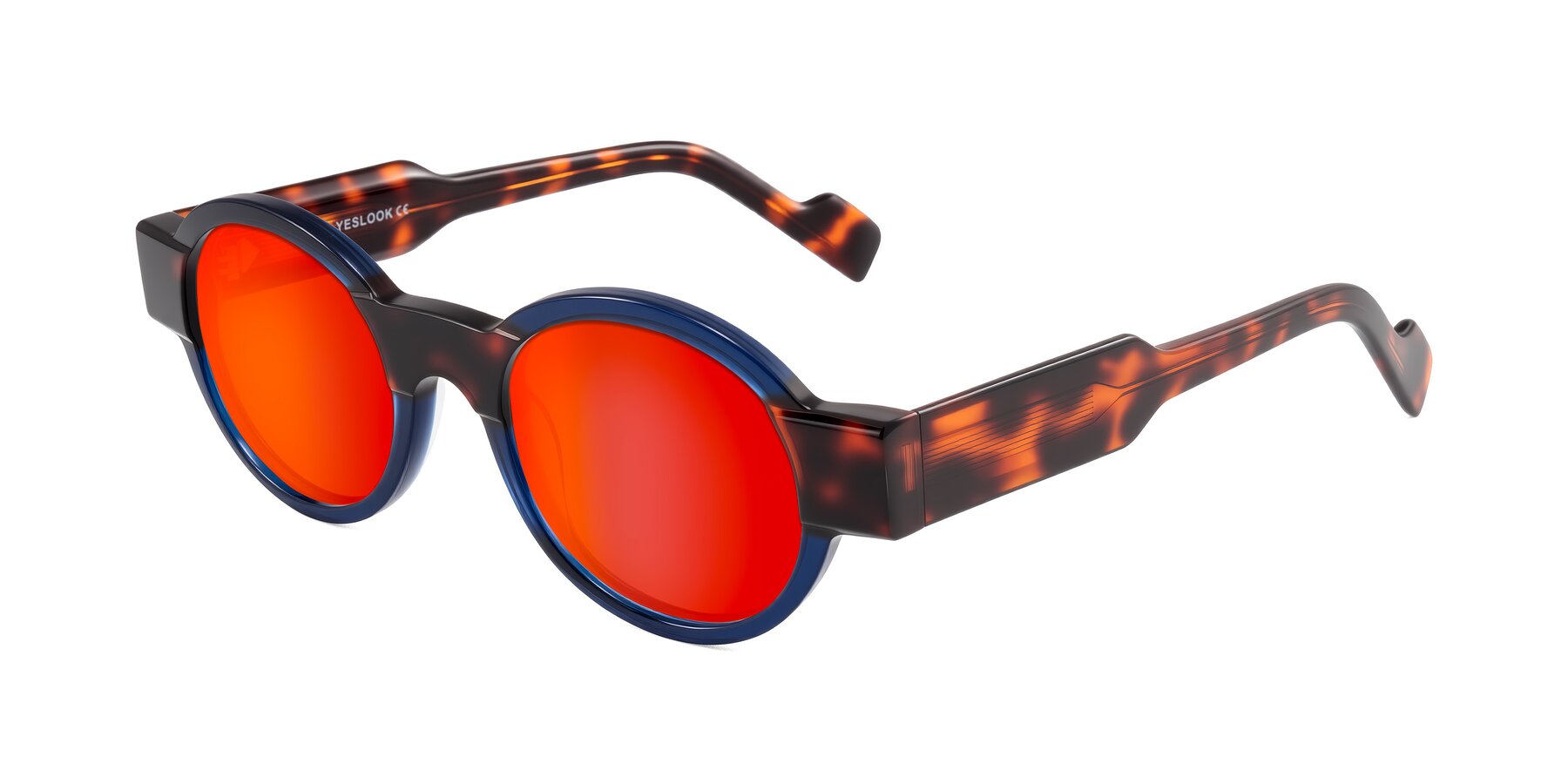 Angle of Talori in Transparent Blue/Tortoise with Red Gold Mirrored Lenses
