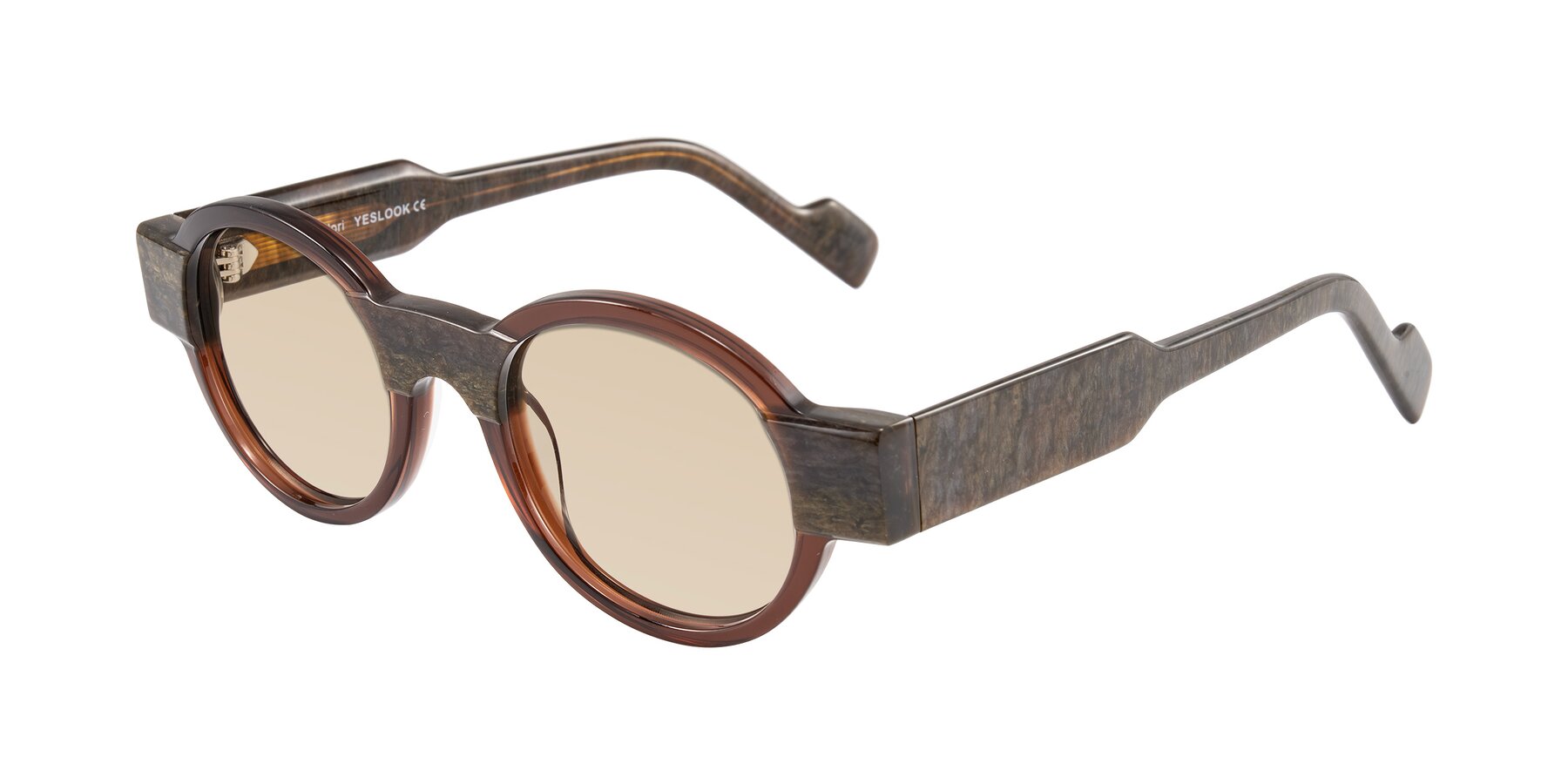 Angle of Talori in Cola Brown/Marble with Light Brown Tinted Lenses