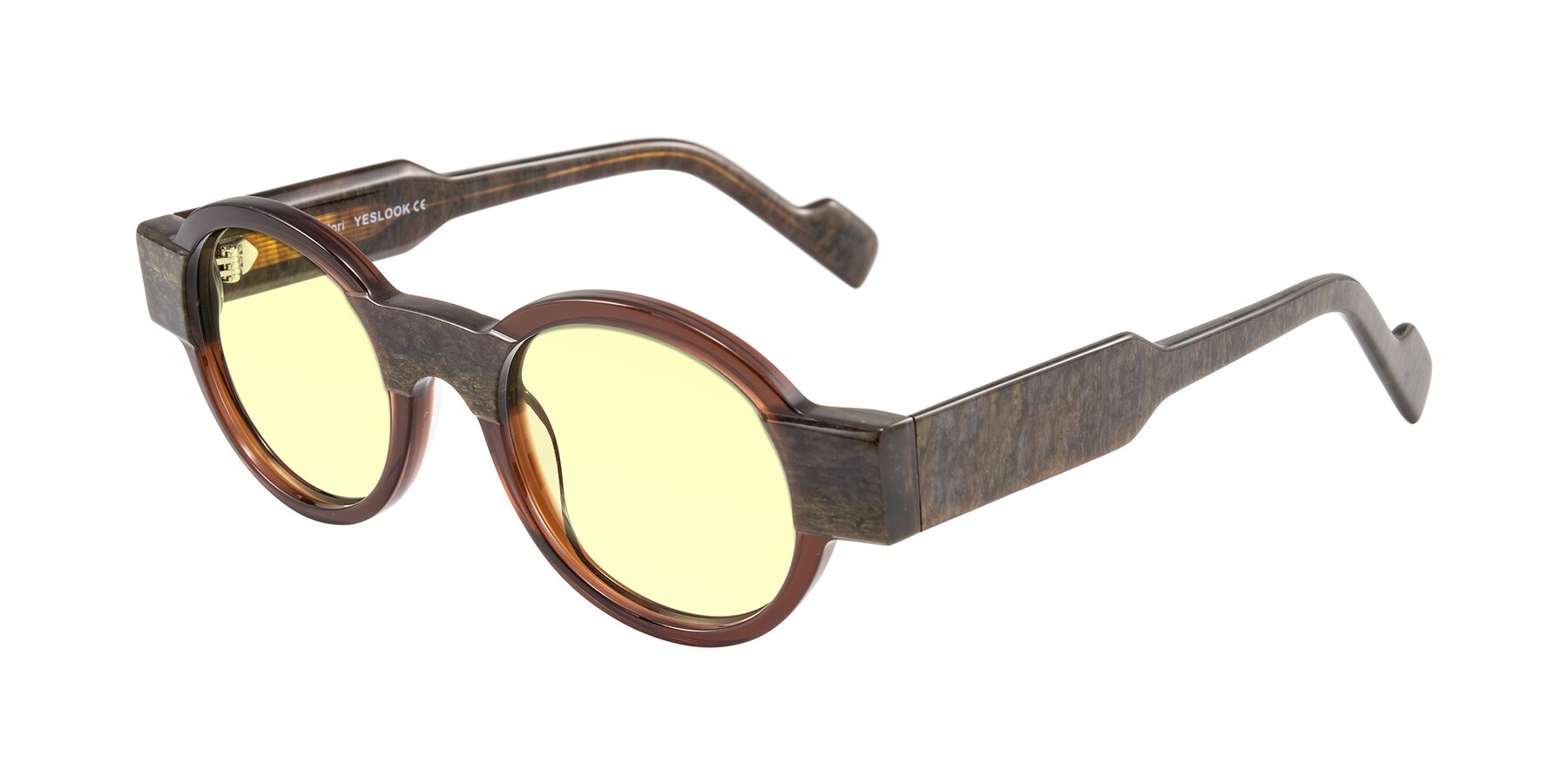 Angle of Talori in Cola Brown/Marble with Light Yellow Tinted Lenses