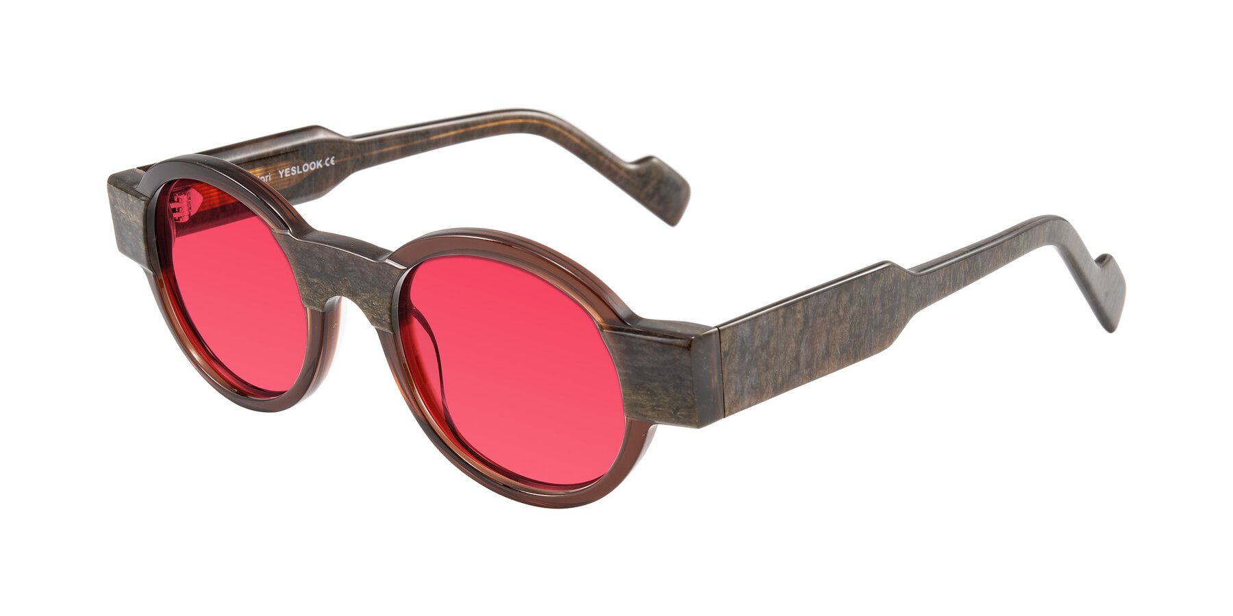 Angle of Talori in Cola Brown/Marble with Red Tinted Lenses