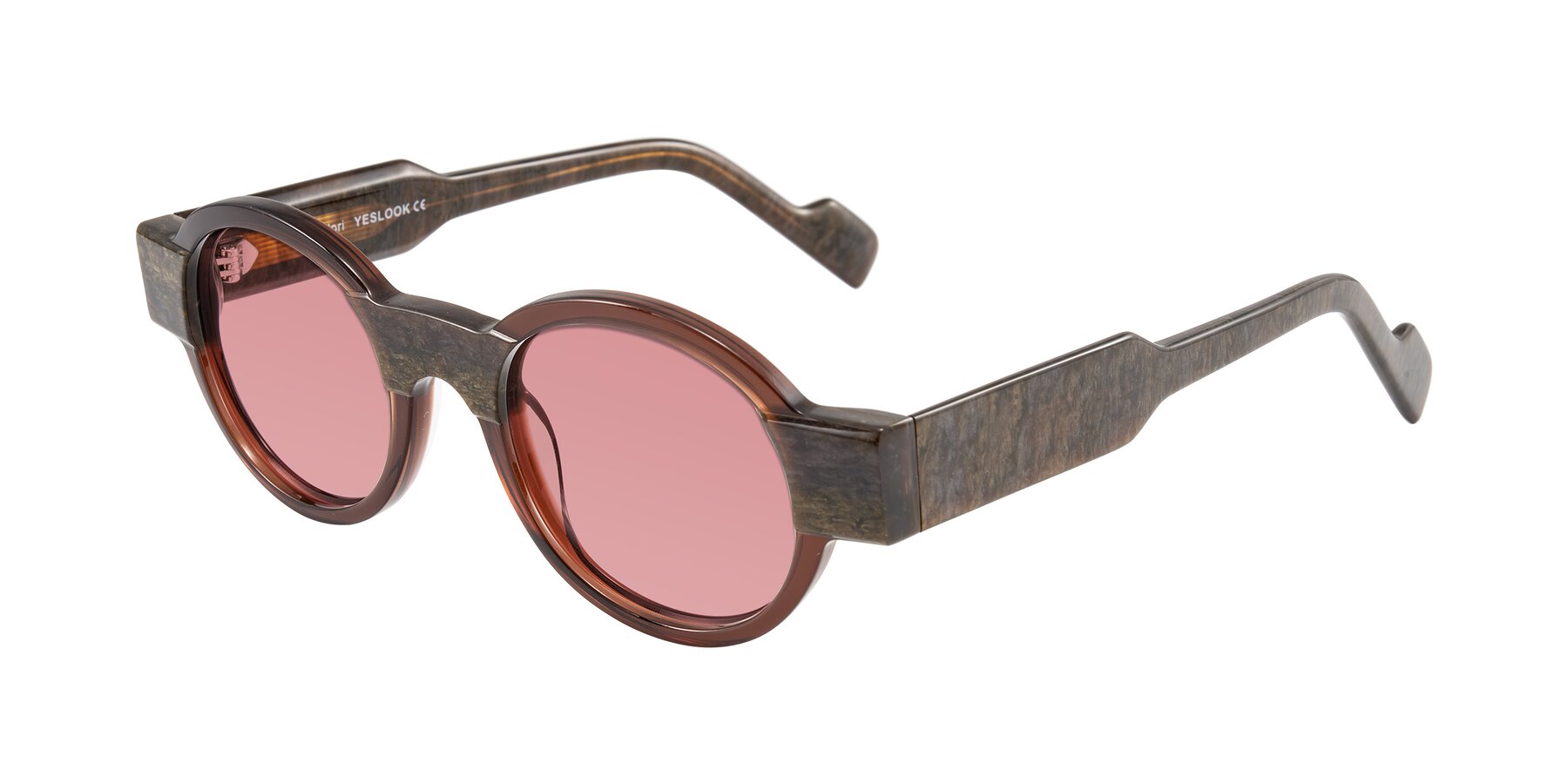 Angle of Talori in Cola Brown/Marble with Medium Garnet Tinted Lenses