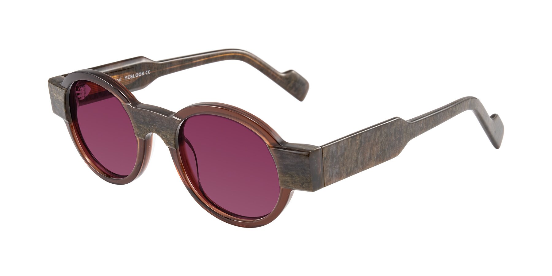Angle of Talori in Cola Brown/Marble with Wine Tinted Lenses