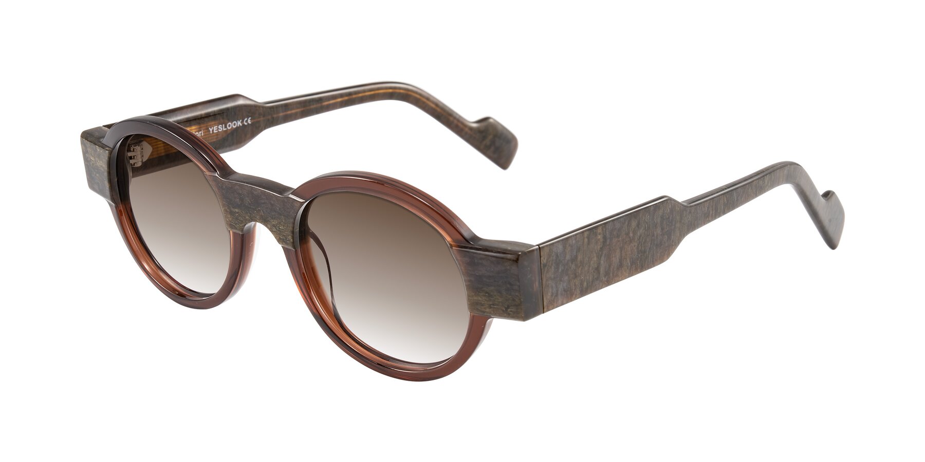 Angle of Talori in Cola Brown/Marble with Brown Gradient Lenses
