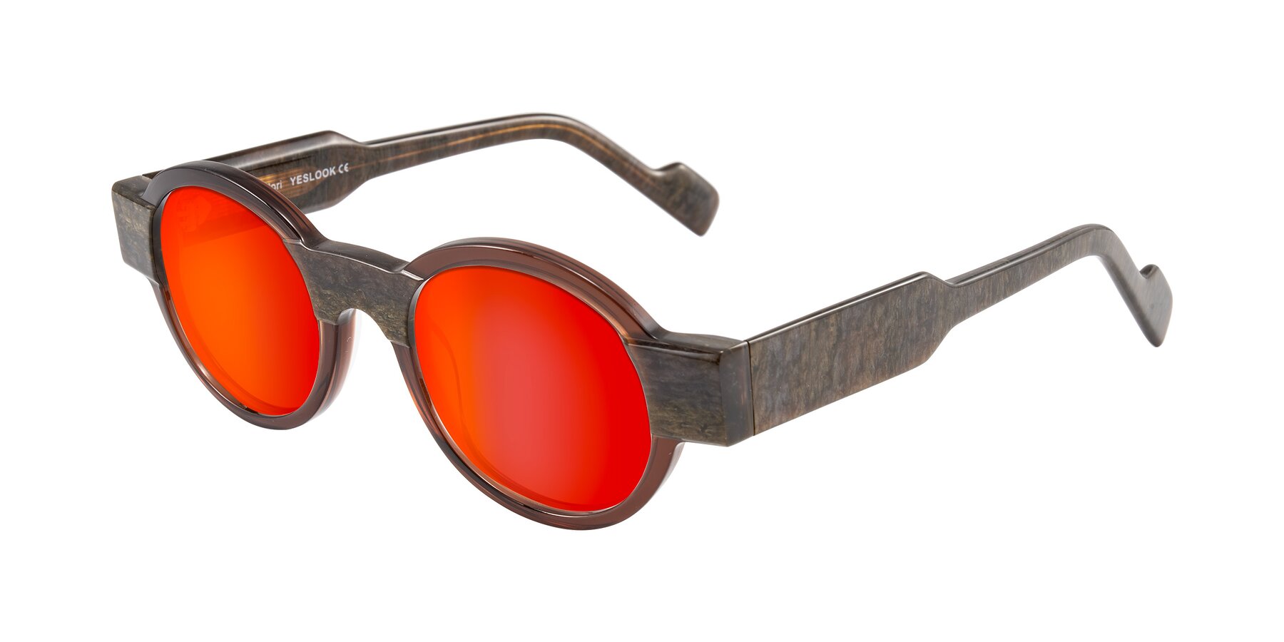 Angle of Talori in Cola Brown/Marble with Red Gold Mirrored Lenses