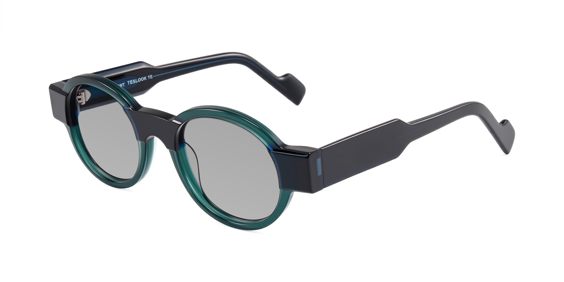 Angle of Talori in Emerald/Blue Charcoal with Light Gray Tinted Lenses