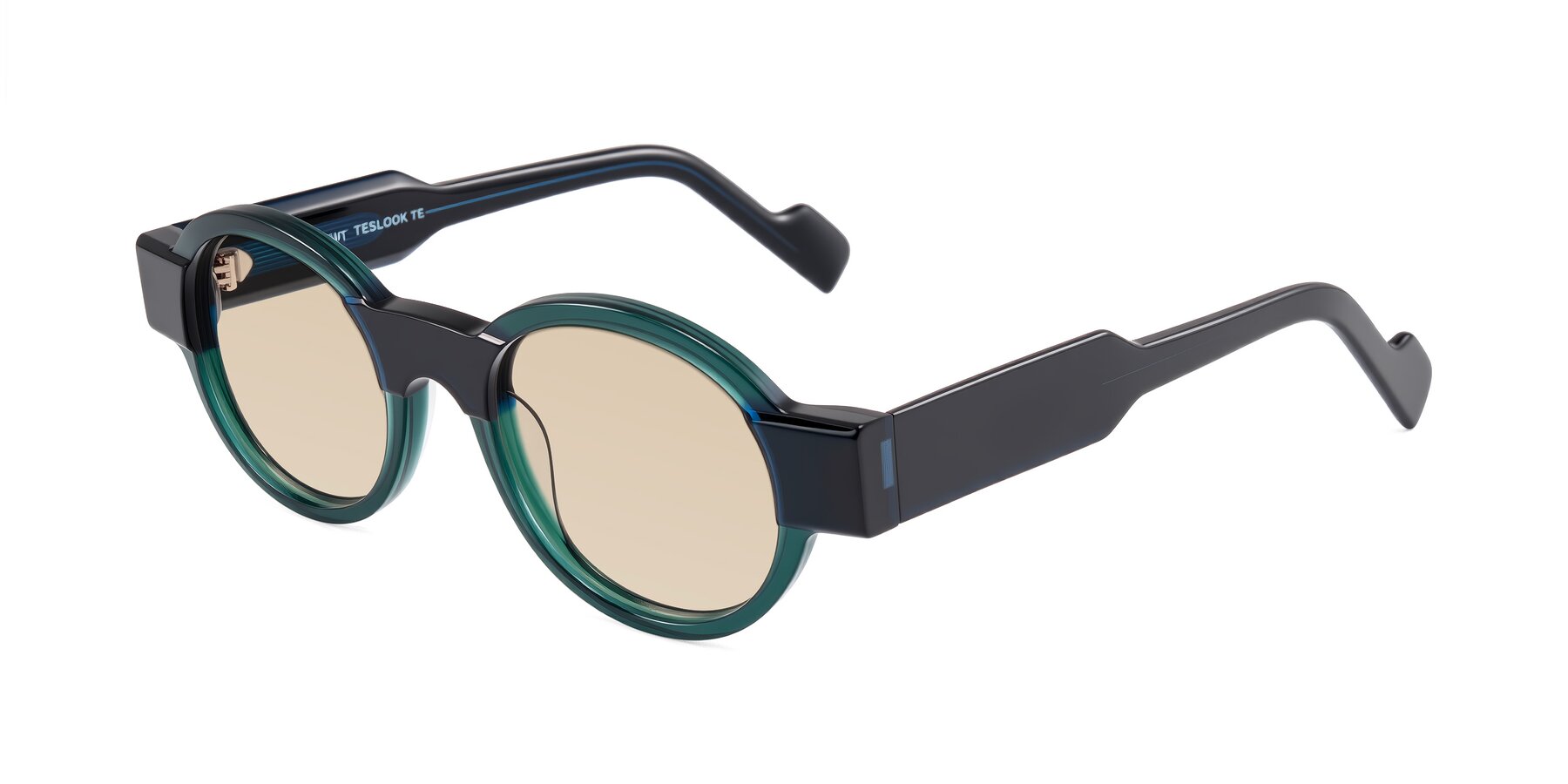 Angle of Talori in Emerald/Blue Charcoal with Light Brown Tinted Lenses