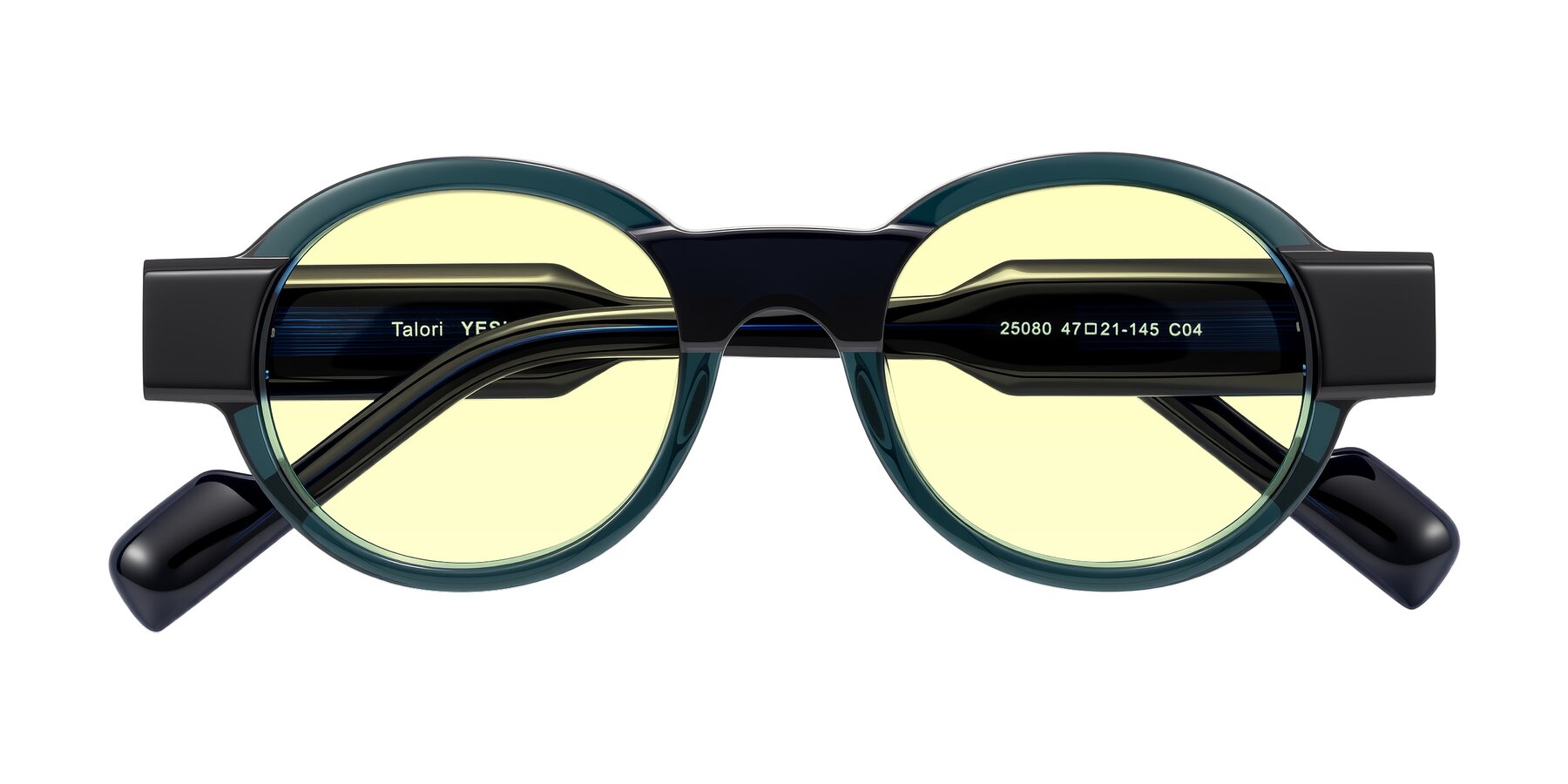 Folded Front of Talori in Emerald/Blue Charcoal with Light Yellow Tinted Lenses
