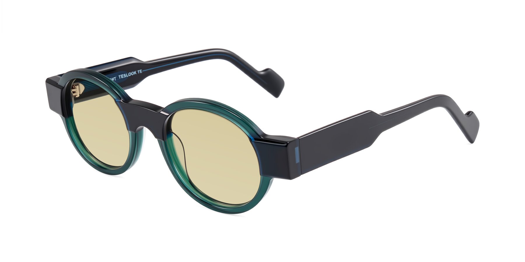 Angle of Talori in Emerald/Blue Charcoal with Light Champagne Tinted Lenses