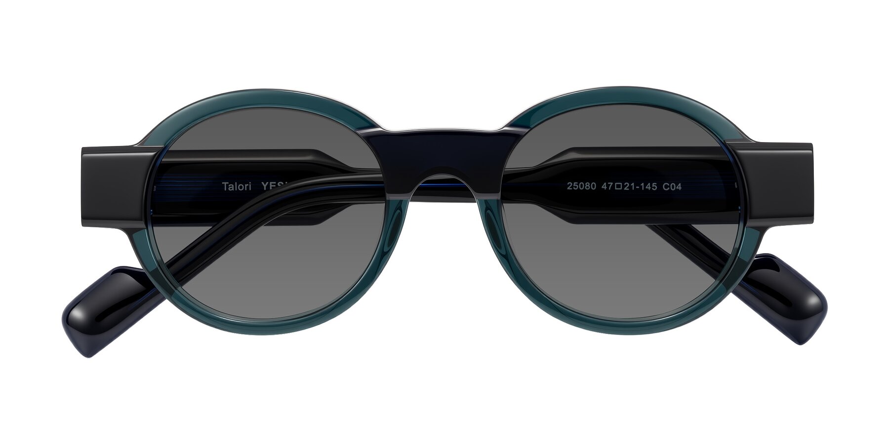 Folded Front of Talori in Emerald/Blue Charcoal with Medium Gray Tinted Lenses