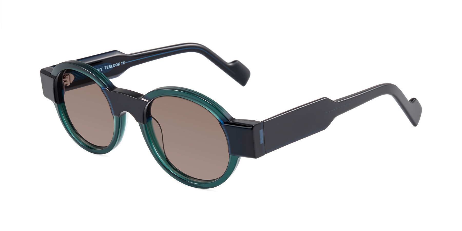 Angle of Talori in Emerald/Blue Charcoal with Medium Brown Tinted Lenses
