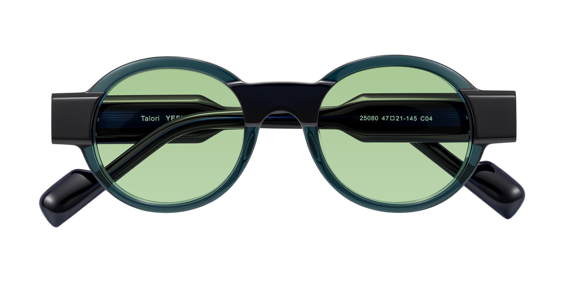 Folded Front of Talori in Emerald/Blue Charcoal with Medium Green Tinted Lenses