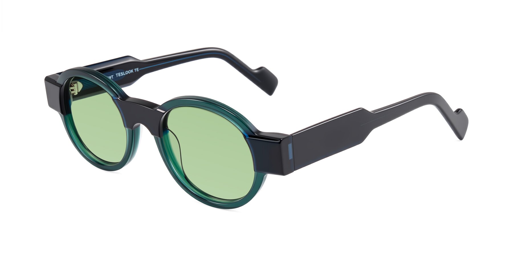 Angle of Talori in Emerald/Blue Charcoal with Medium Green Tinted Lenses