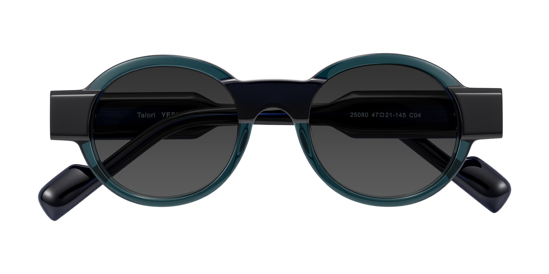 Folded Front of Talori in Emerald/Blue Charcoal with Gray Tinted Lenses