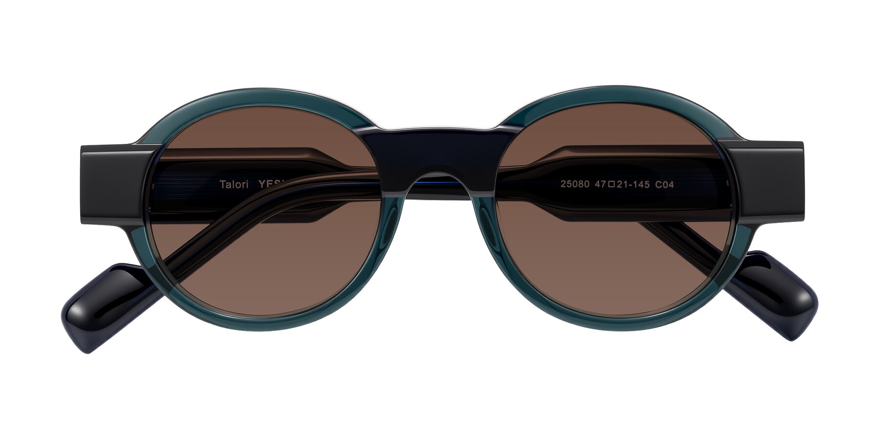 Folded Front of Talori in Emerald/Blue Charcoal with Brown Tinted Lenses