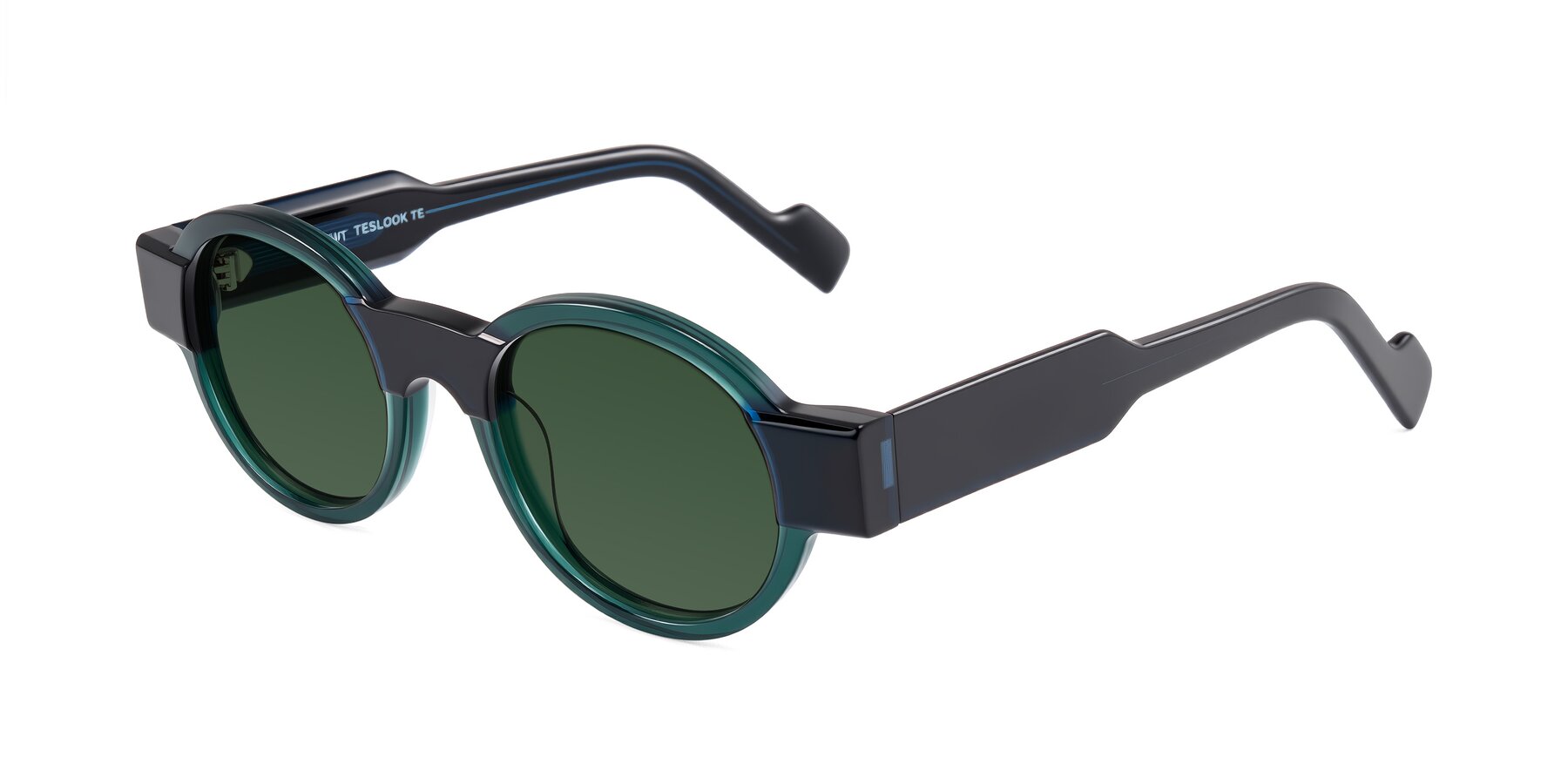 Angle of Talori in Emerald/Blue Charcoal with Green Tinted Lenses