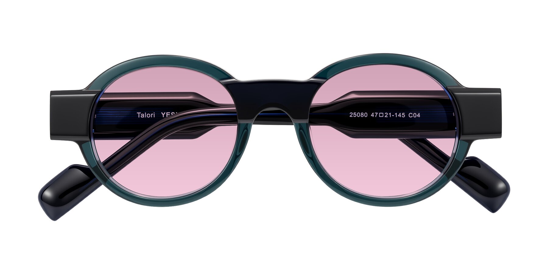 Folded Front of Talori in Emerald/Blue Charcoal with Light Wine Tinted Lenses