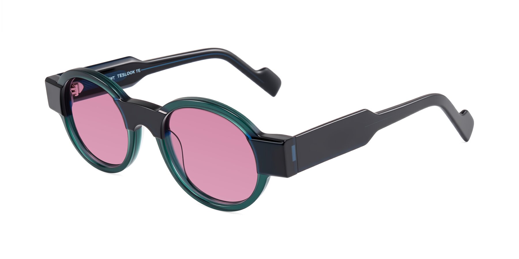 Angle of Talori in Emerald/Blue Charcoal with Medium Wine Tinted Lenses