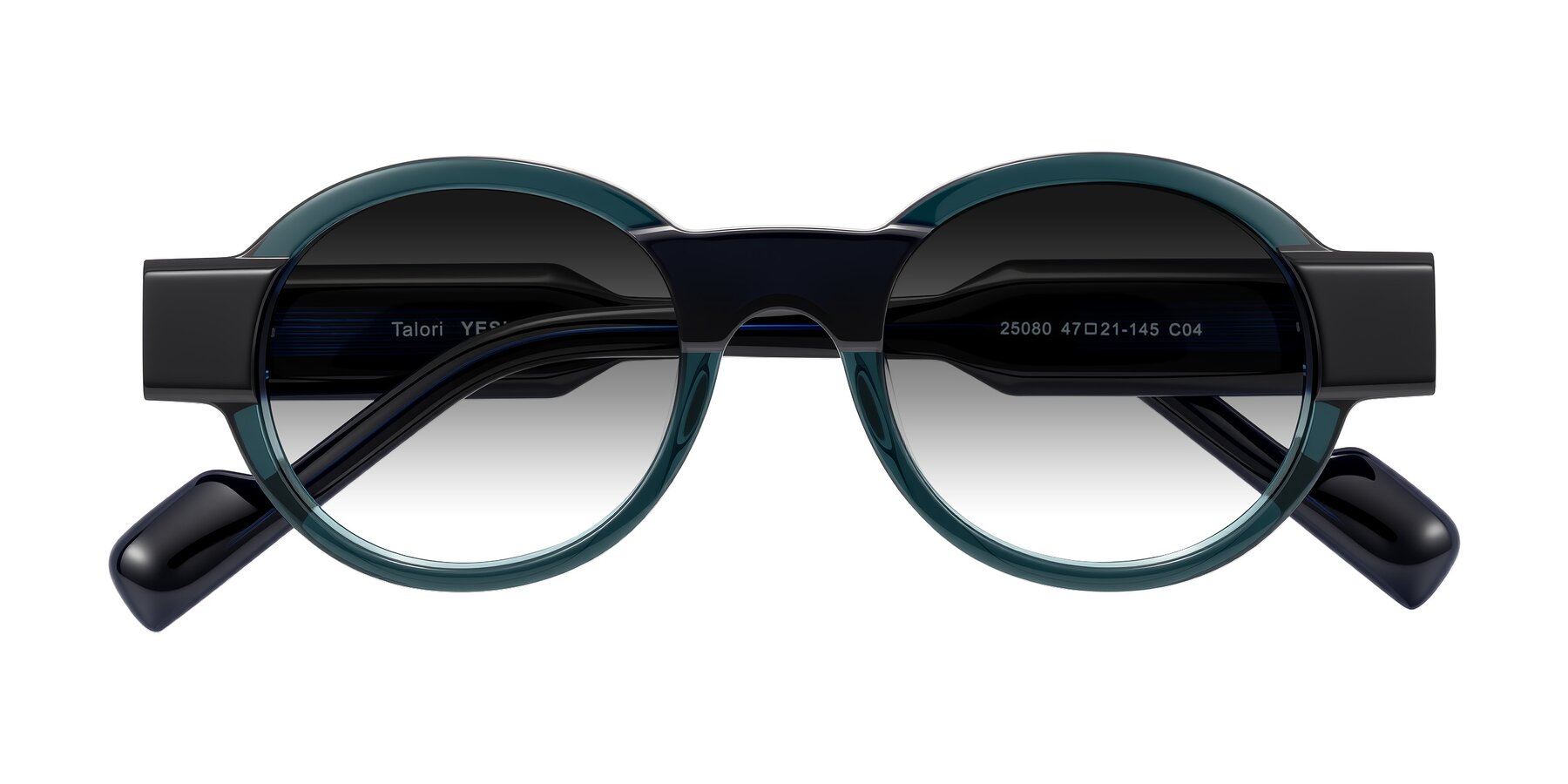 Folded Front of Talori in Emerald/Blue Charcoal with Gray Gradient Lenses