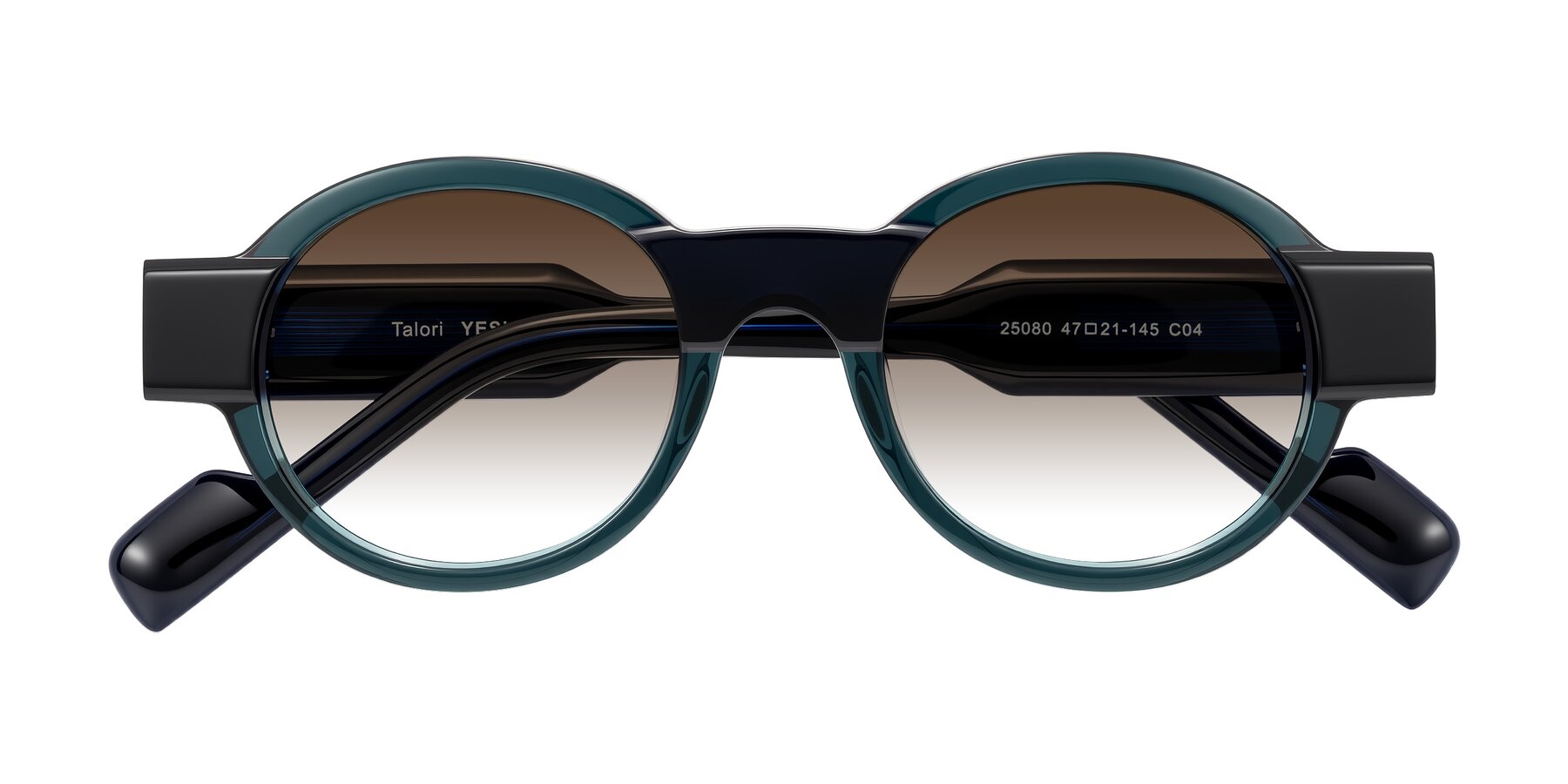 Folded Front of Talori in Emerald/Blue Charcoal with Brown Gradient Lenses