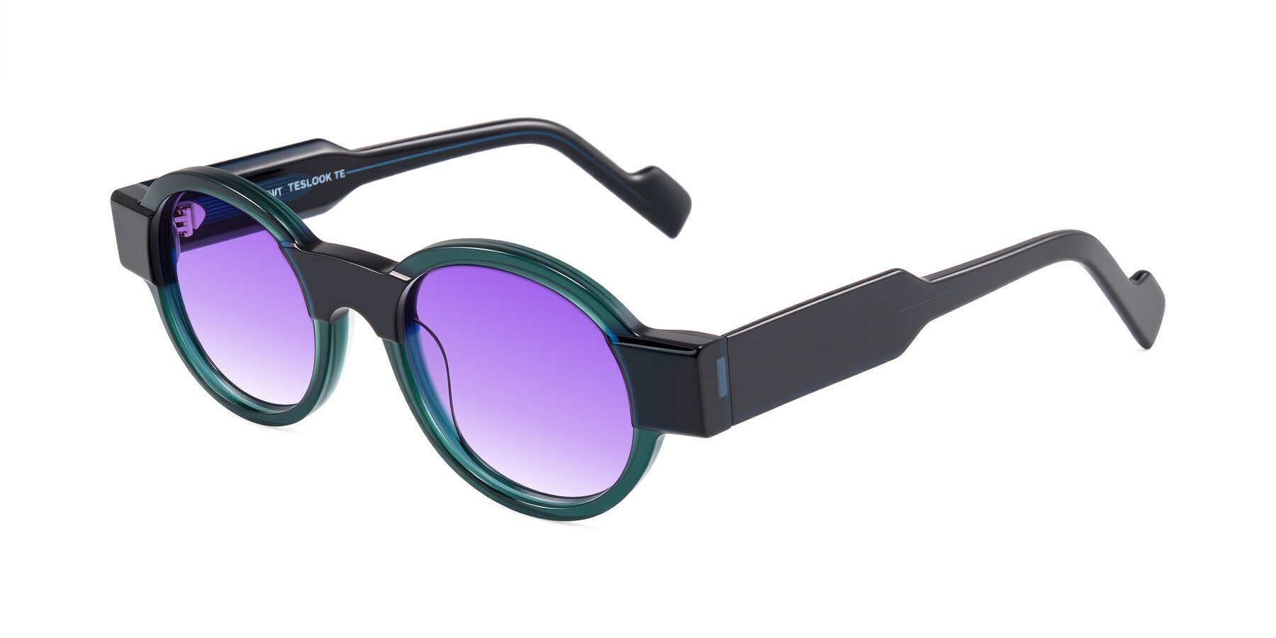 Angle of Talori in Emerald/Blue Charcoal with Purple Gradient Lenses