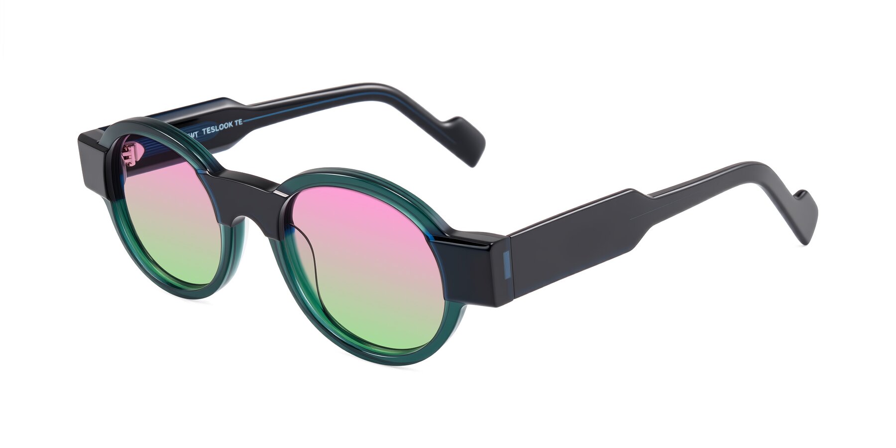 Angle of Talori in Emerald/Blue Charcoal with Pink / Green Gradient Lenses