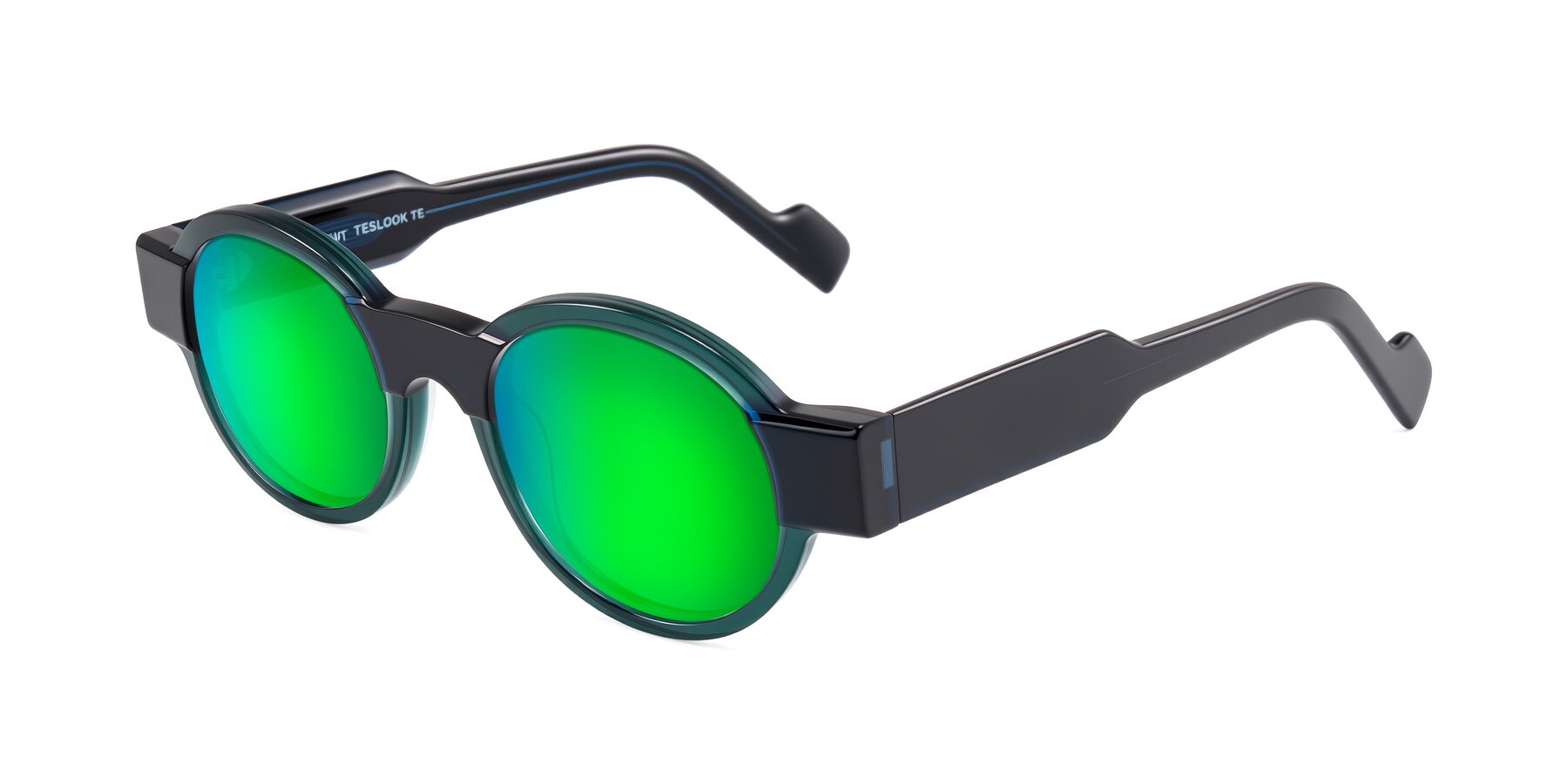 Angle of Talori in Emerald/Blue Charcoal with Green Mirrored Lenses
