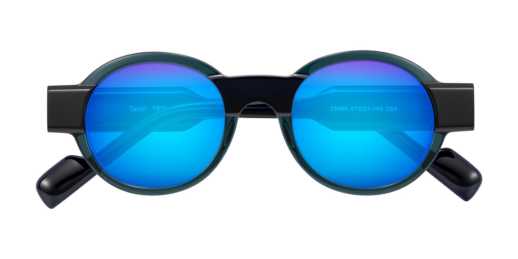 Folded Front of Talori in Emerald/Blue Charcoal with Blue Mirrored Lenses
