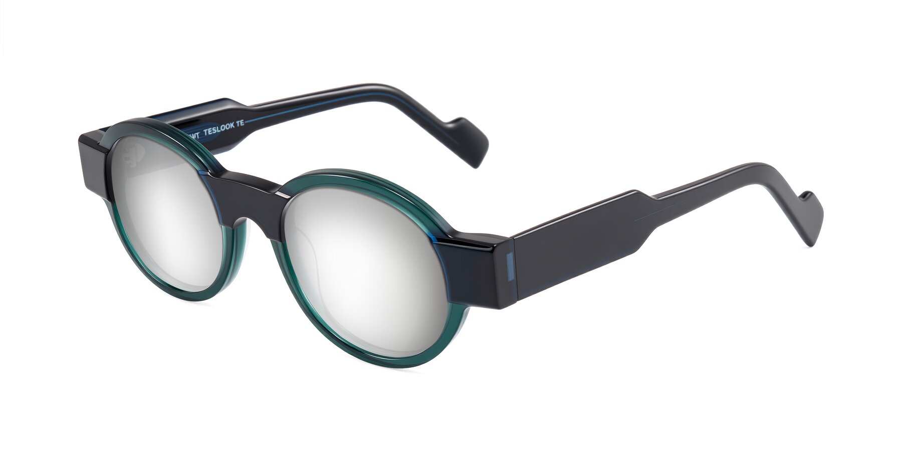 Angle of Talori in Emerald/Blue Charcoal with Silver Mirrored Lenses