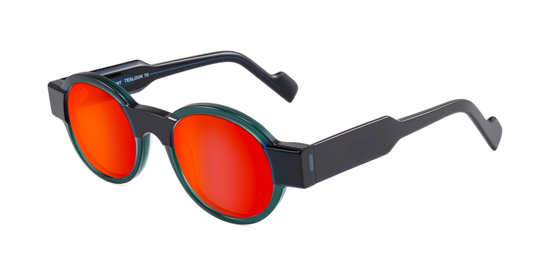 Angle of Talori in Emerald/Blue Charcoal with Red Gold Mirrored Lenses