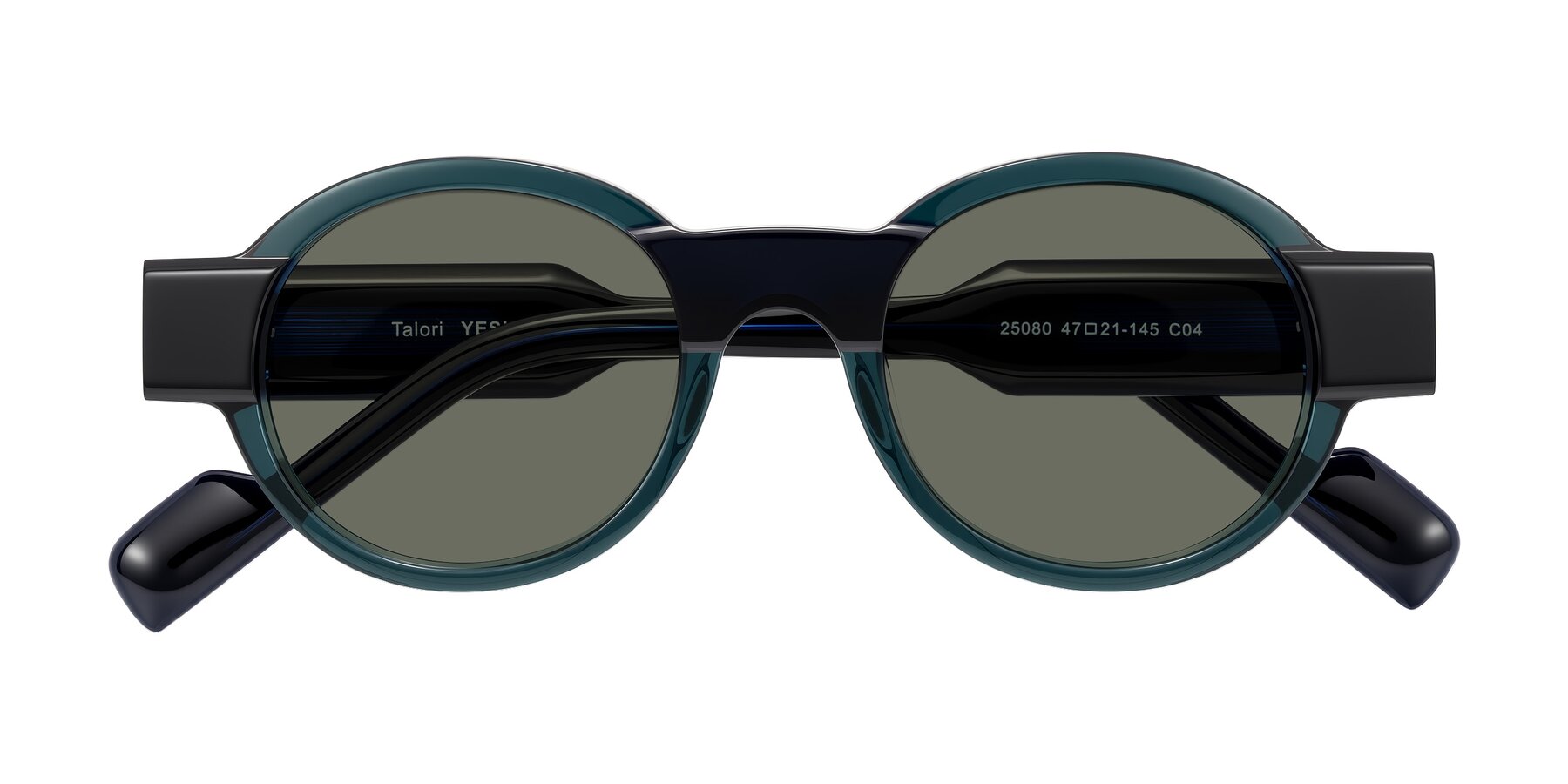 Folded Front of Talori in Emerald/Blue Charcoal with Gray Polarized Lenses