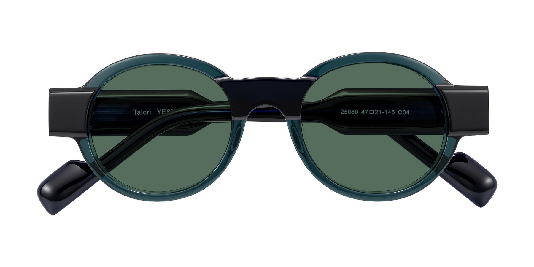 Folded Front of Talori in Emerald/Blue Charcoal with Green Polarized Lenses