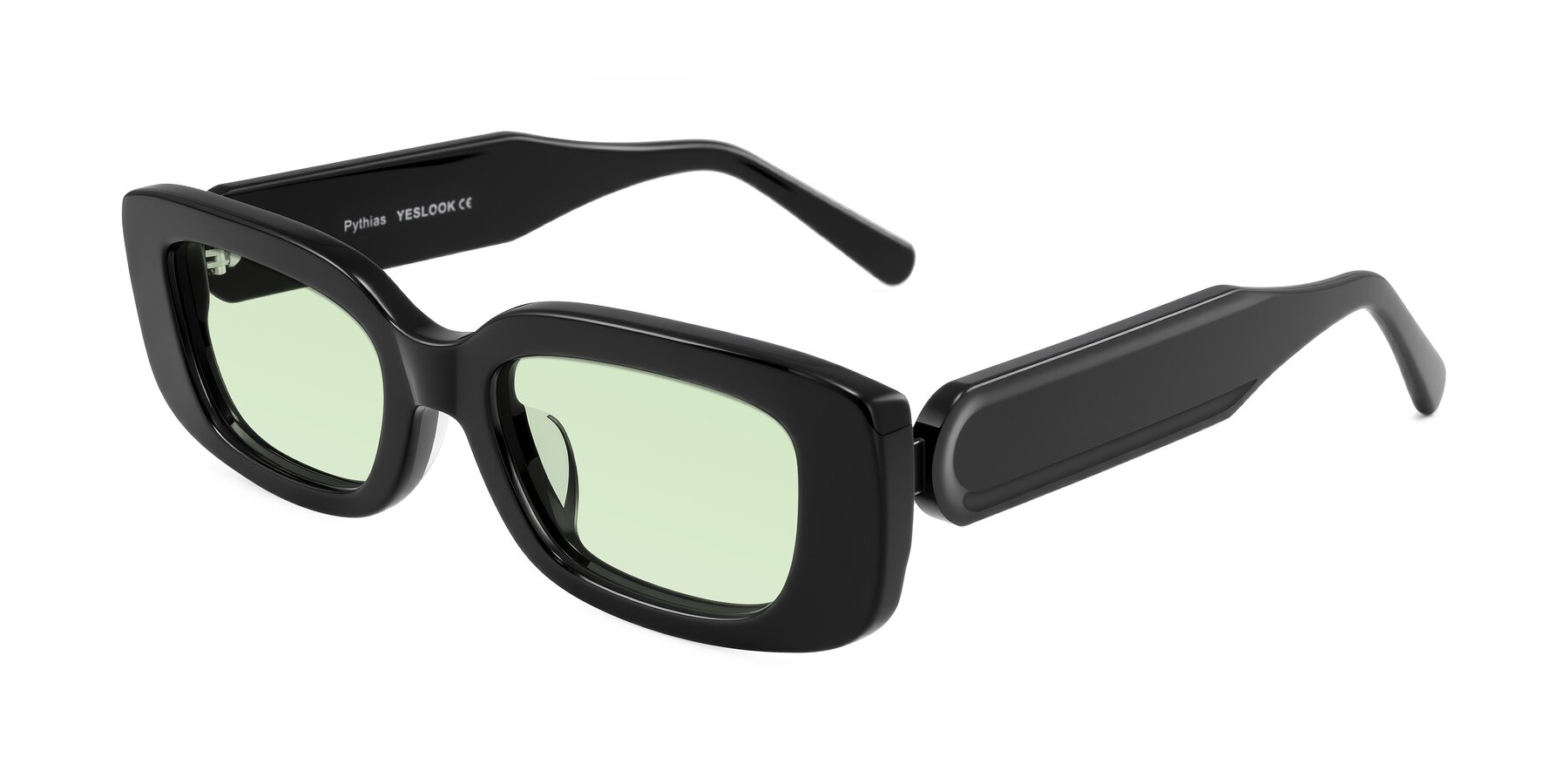 Angle of Pythias in Black with Light Green Tinted Lenses