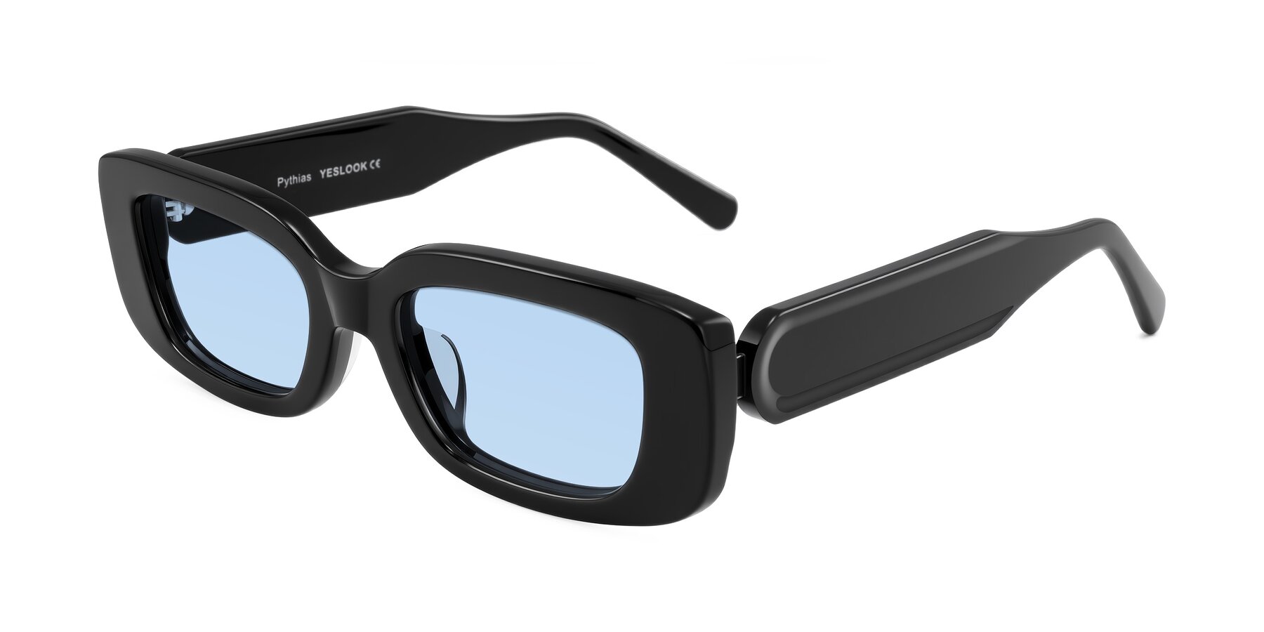 Angle of Pythias in Black with Light Blue Tinted Lenses