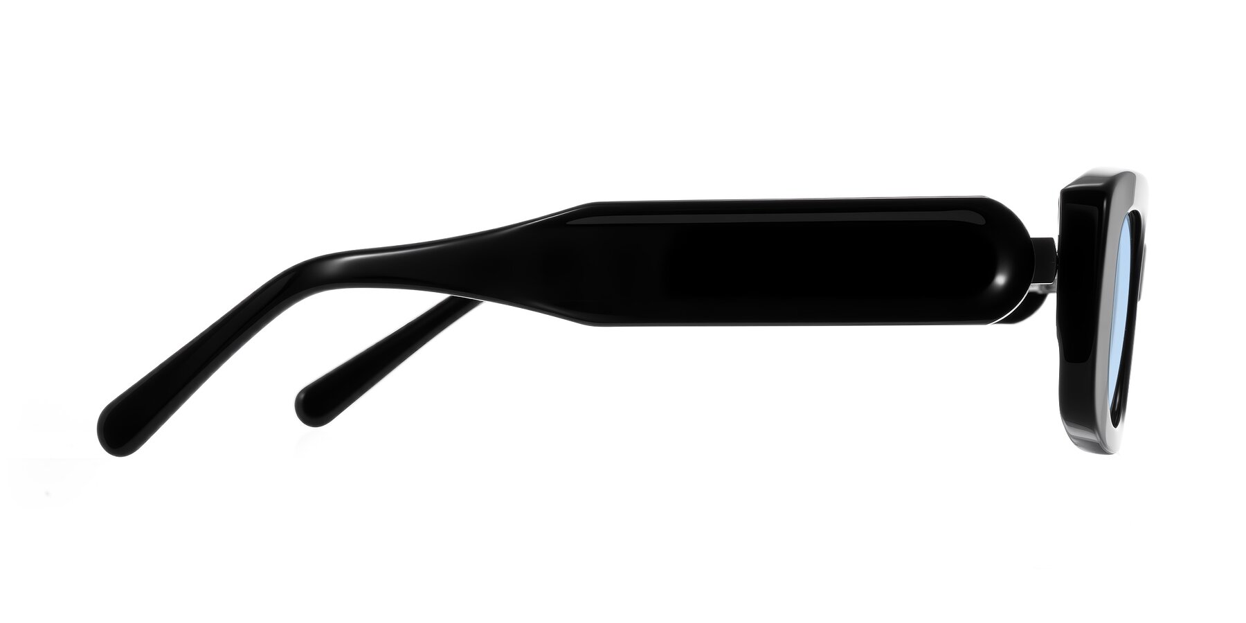 Side of Pythias in Black with Light Blue Tinted Lenses