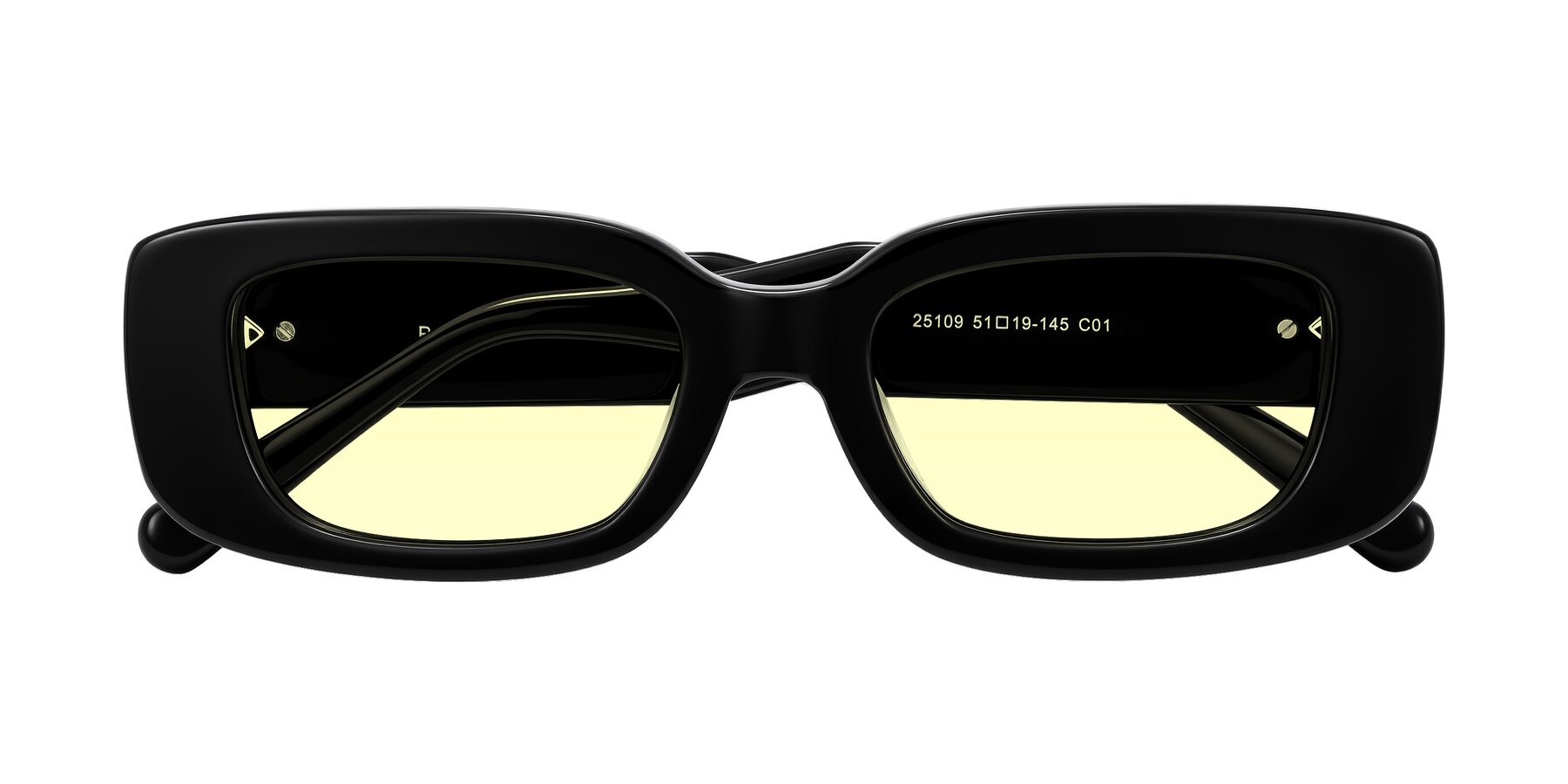 Folded Front of Pythias in Black with Light Yellow Tinted Lenses