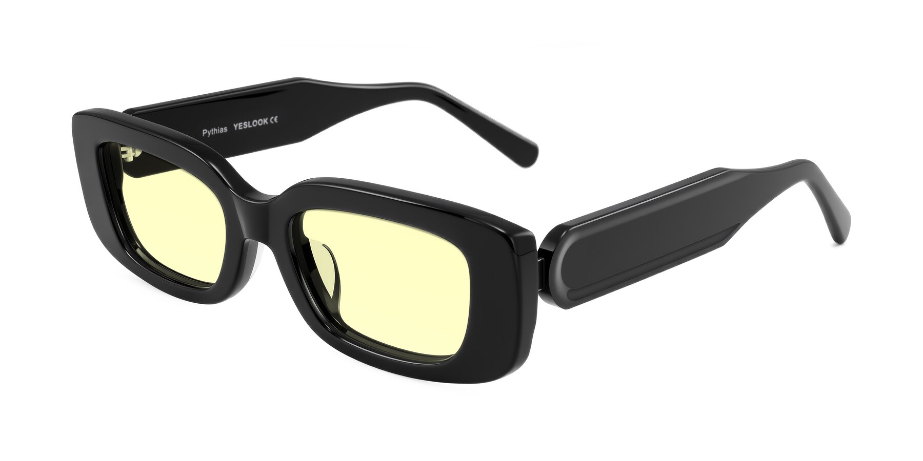 Angle of Pythias in Black with Light Yellow Tinted Lenses