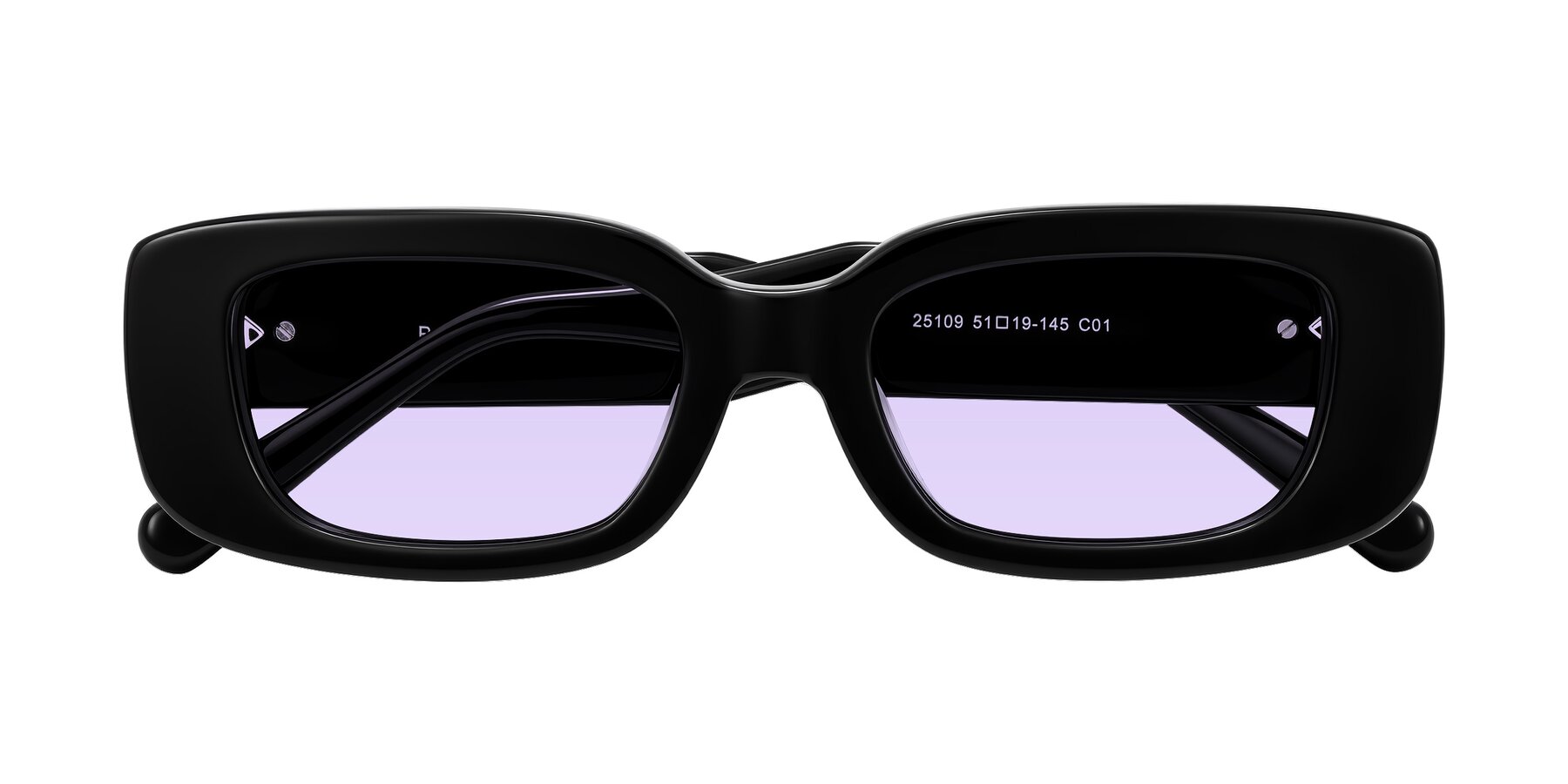Folded Front of Pythias in Black with Light Purple Tinted Lenses