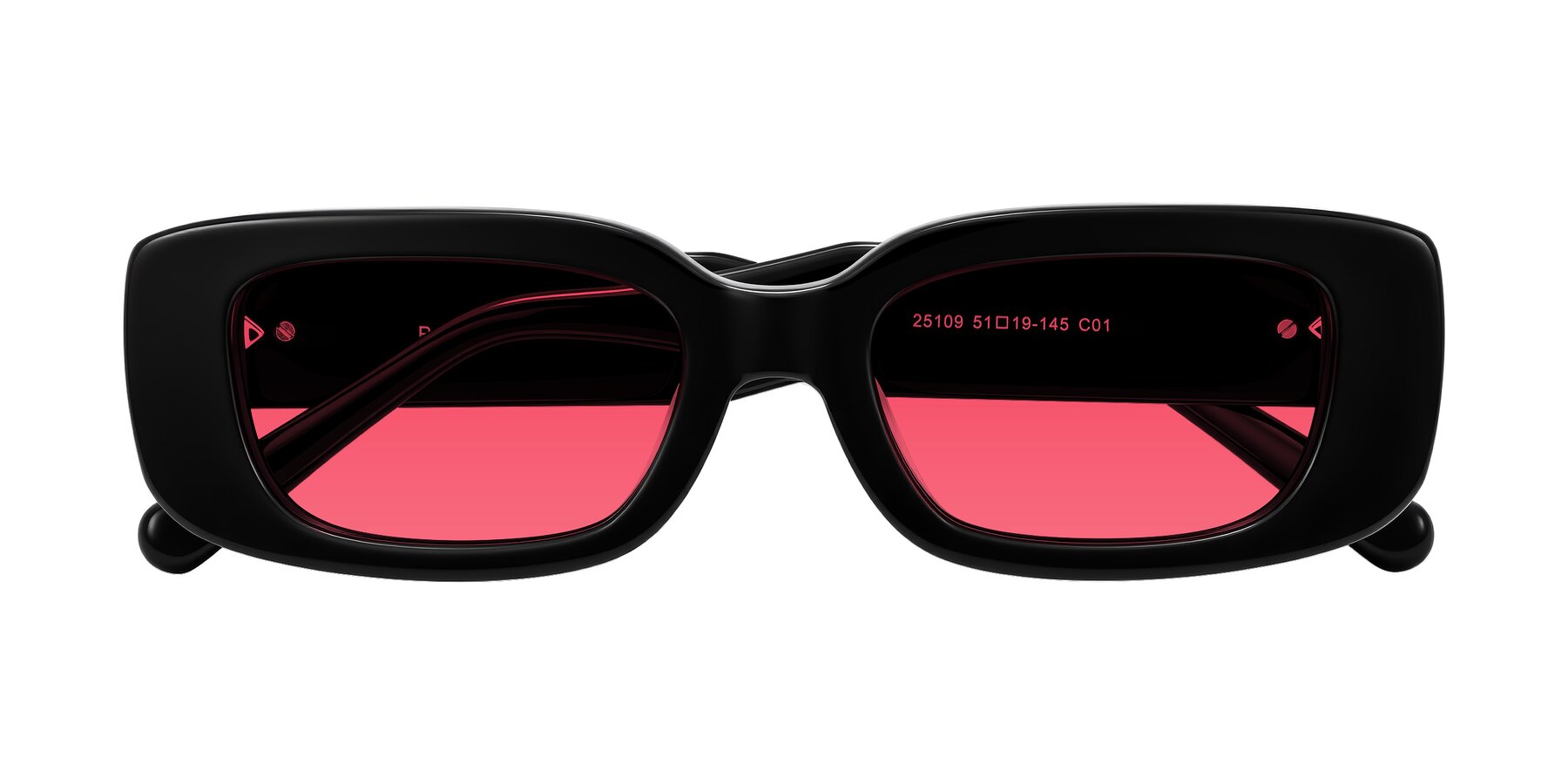 Folded Front of Pythias in Black with Red Tinted Lenses