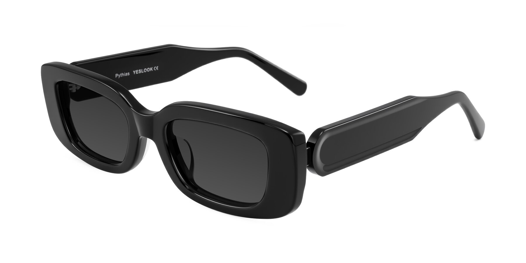 Angle of Pythias in Black with Gray Tinted Lenses