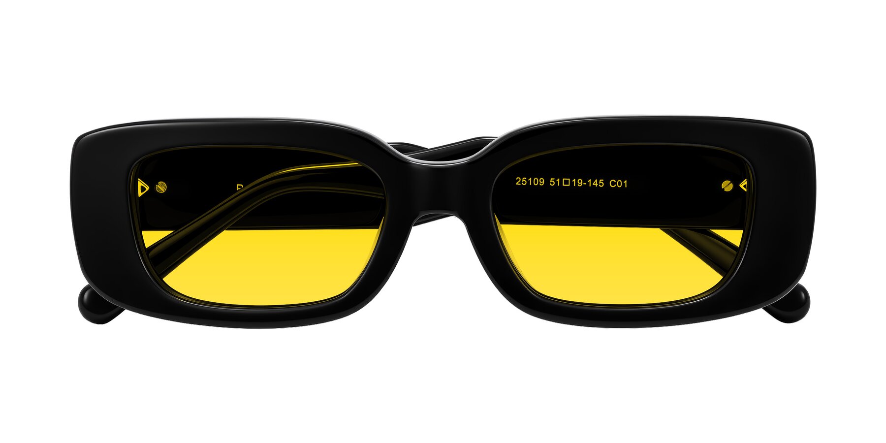 Folded Front of Pythias in Black with Yellow Tinted Lenses